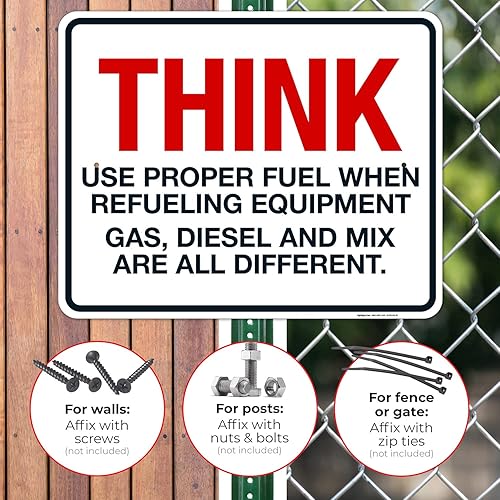 Miniatura 34 de Think When Refueling Equipment to Use Proper Fuel Gas Diesel and Mix Sign, 24x30 Inches, 3M EGP Reflective .080 Aluminum, Fade Resistant, Made in USA