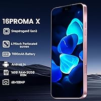 Vista 4 de Teléfono celular 16PROMA X 5G, teléfono celular desbloqueado 16 GB+512 GB/pantalla de 6.99 pulgadas/cámara de 68 MP+108 MP/batería de 7000 mAh súper