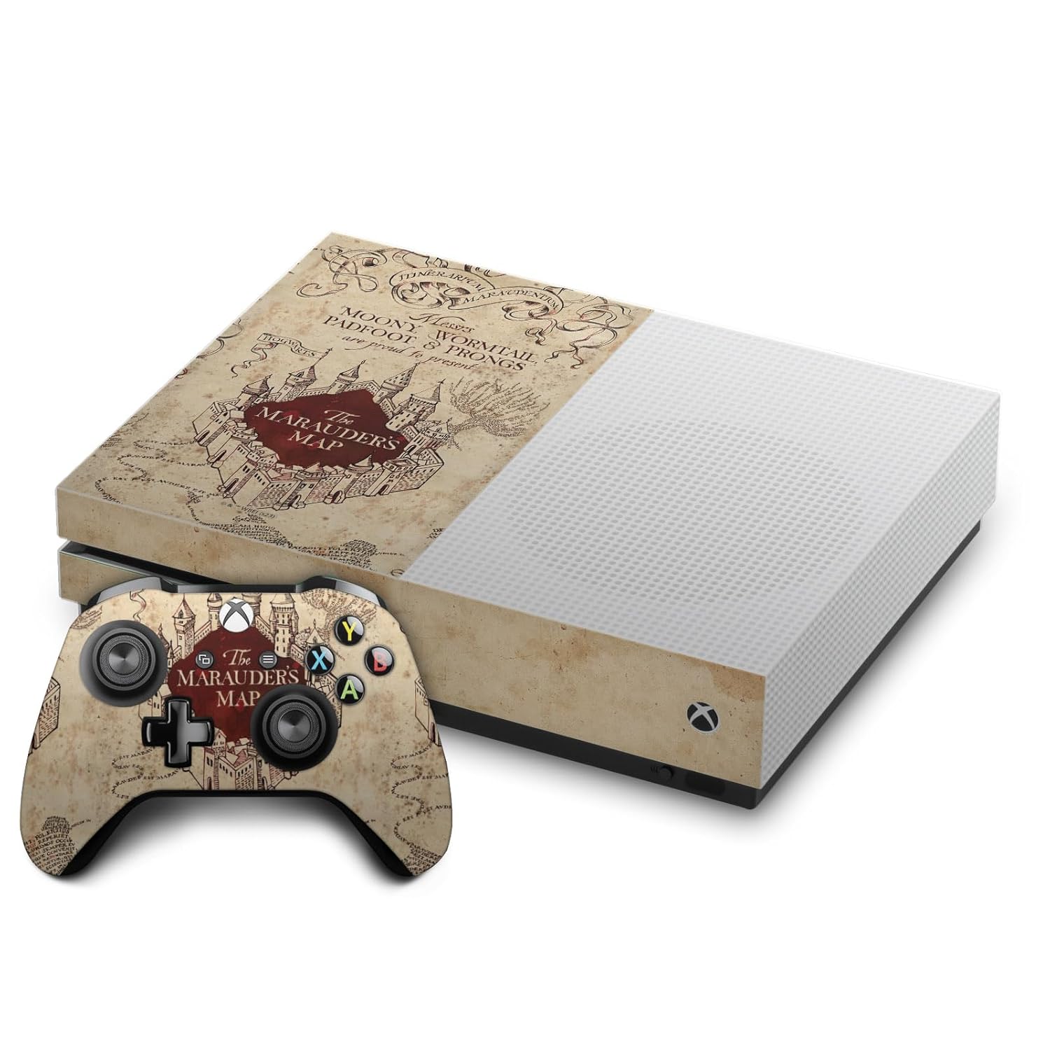 Head Case Designs Officially Licensed Harry Potter The Marauder's Map Graphics Vinyl Sticker Gaming Skin Decal Cover Compatible With Xbox One S Console and Controller Bundle