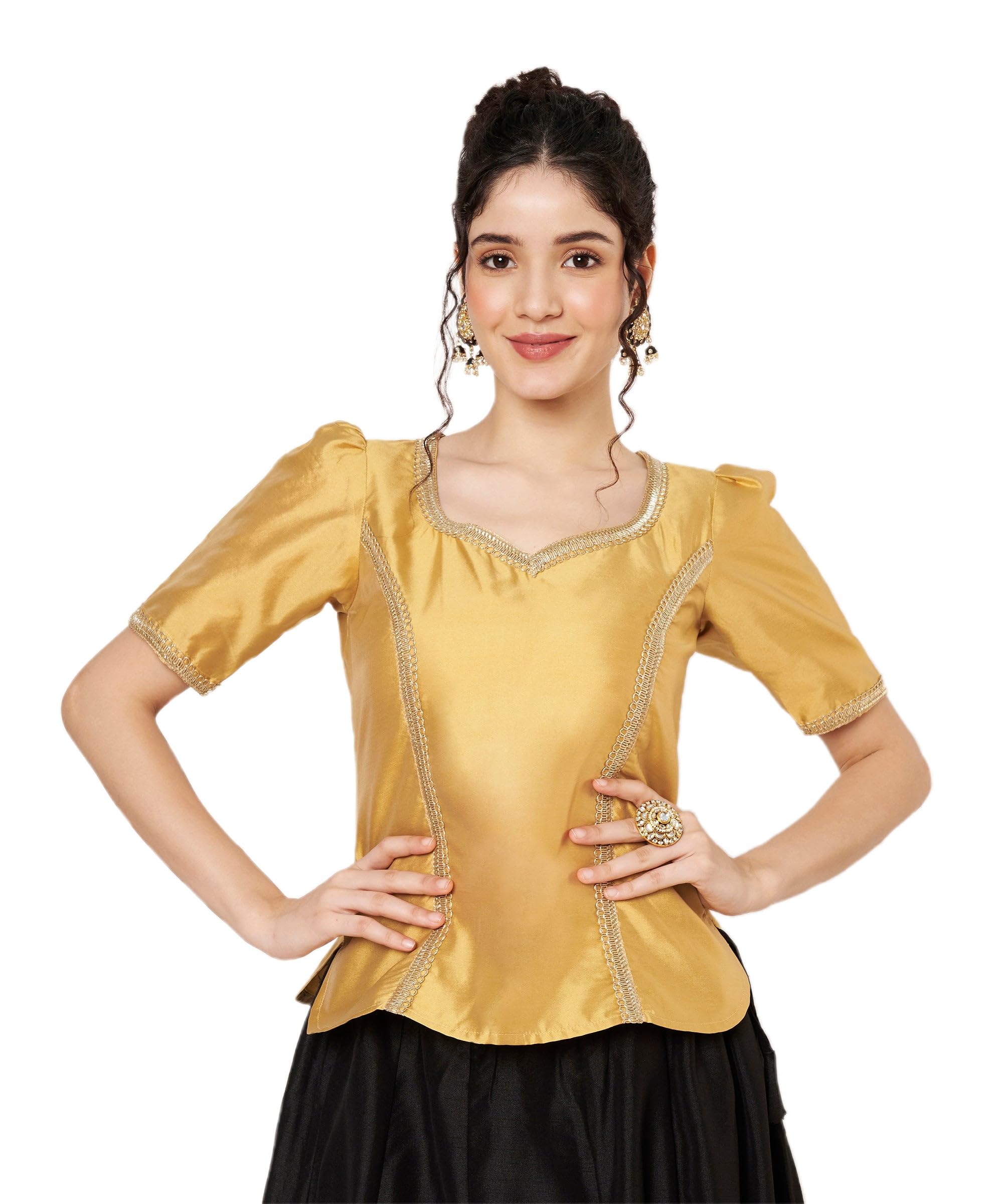 studio rasa Women's Silk Blend Embellished Readymade Top for Festive Wedding Party-picture-22