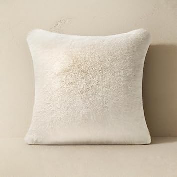 EVERGRACEHOME Faux Chinchilla Fur Throw Pillow Cover, 20"x20", Arctic White | Luxury, Ultra Soft, Decorative Fluffy Cozy Mink, 1 Pack, Square Cushion Cases for Couch Sofa Bedroom Living Room