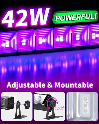 42W 2 Pack Black Light Bar + 50W 2 Pack Black Light Floodlight