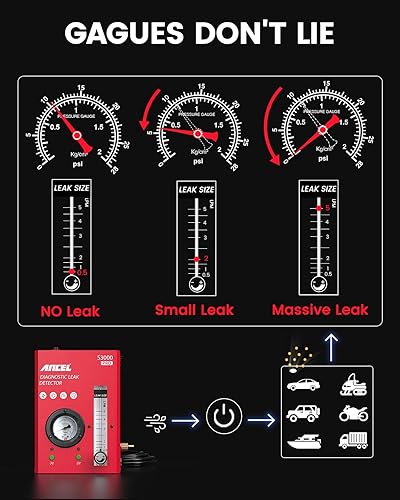 Miniatura 7 de ANCEL Máquina de humo automotriz S3000 PRO con bomba de aire integrada y manómetro de presión. Kit profesional de herramientas de diagnóstico de
