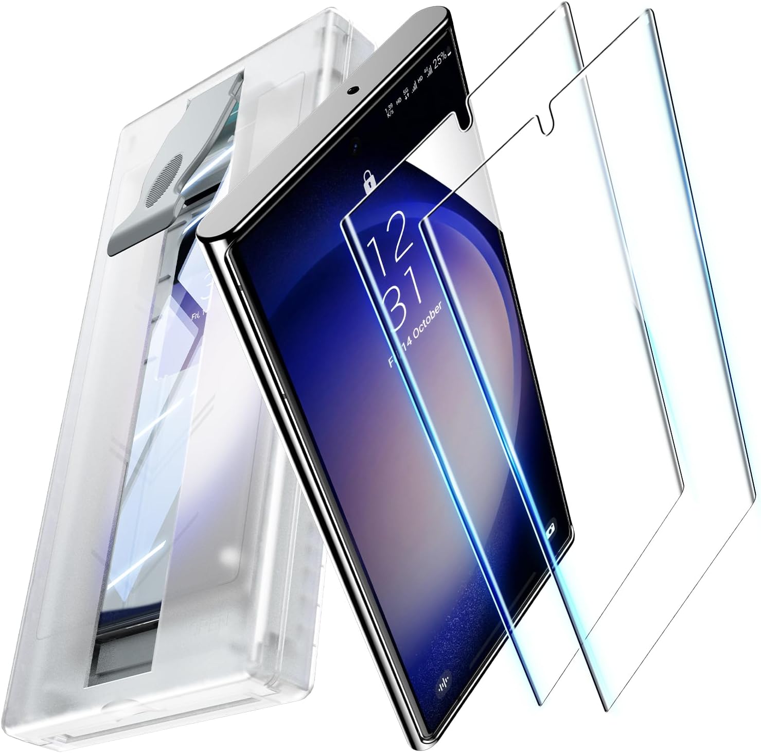 UniqueMe 2 Pack for Samsung Galaxy S23 Ultra/S22 Ultra Screen Protector, HD Clear PET 3D Curved Full Coverage Screen Protectors, [3-Second Installation] [Not Bubbles] [Fingerprint Support] [Not Glass]