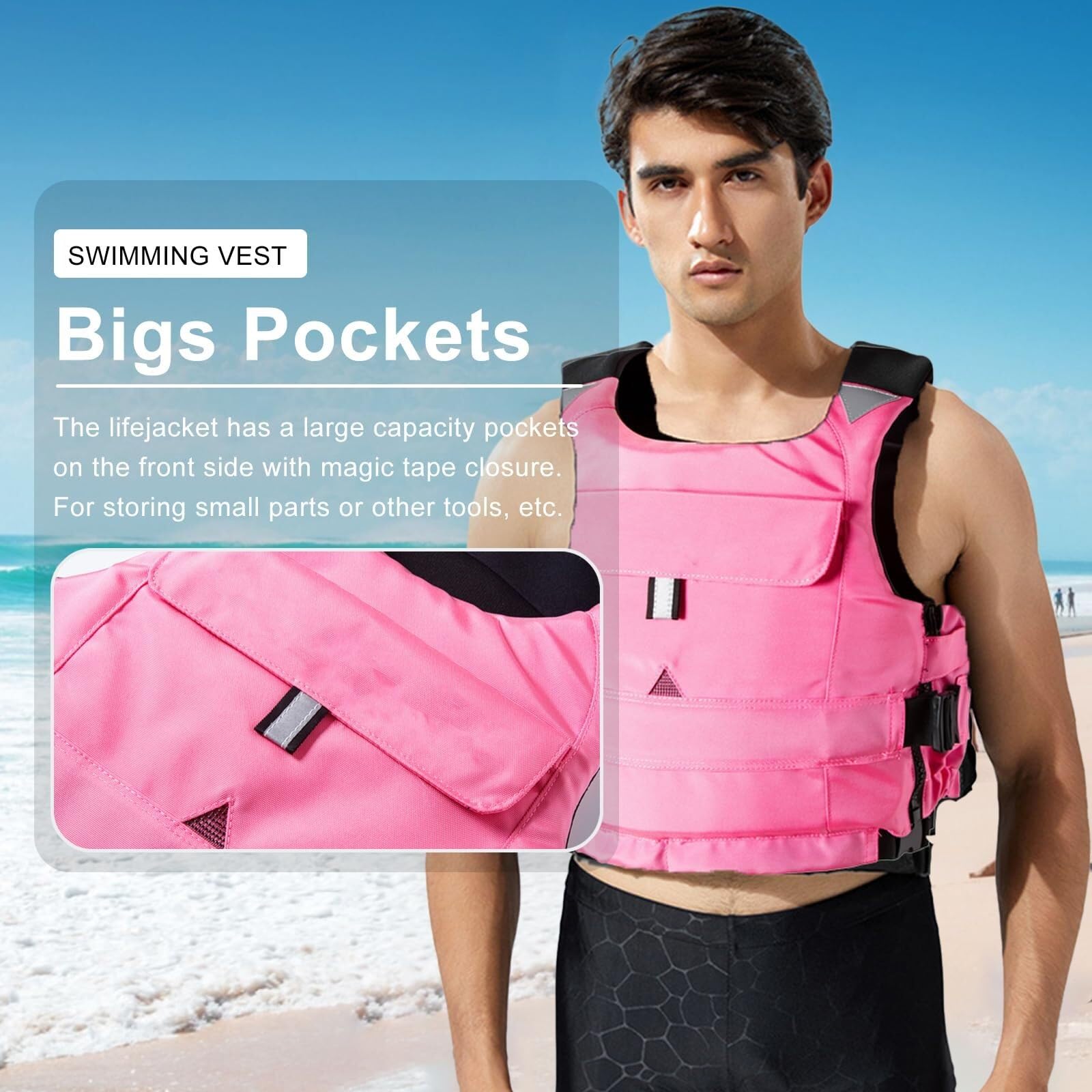 Veste de Surf avec Fermeture Éclair et Ceinture Réglable | Veste de Surf avec Sangle de Sécurité for Kayak, Surf, Pêche, Sports de Pagaie