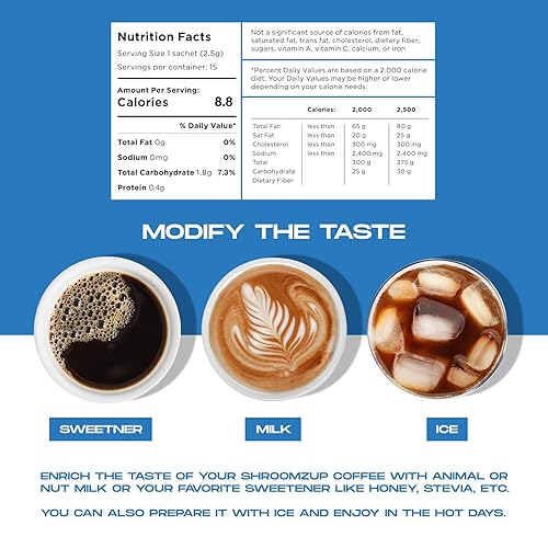 Miniatura 2 de Paquete de 15 setas instantáneas de café orgánico Keto con melena de leones, Cordyceps, Reishi, y Chaga hongo inmune de apoyo memoria cerebral