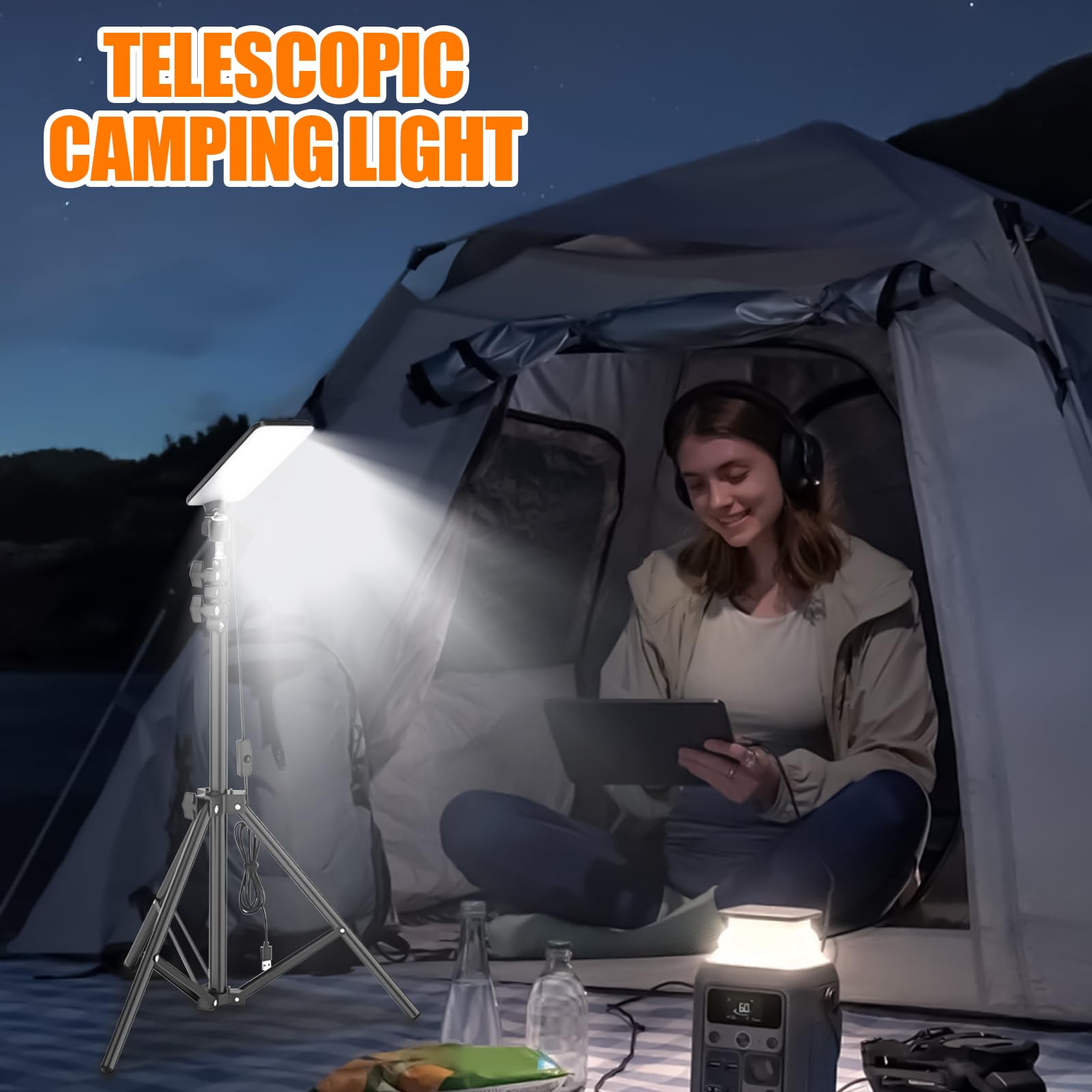 Teleskopische Camping-Laterne Verstellbares Dreibeinstativ | Arbeitsleuchten mit Ständer für Camping Für Outdoor, Camping Outdoor , Überdachung, Terrasse, , Jagd, Werkstatt, LED