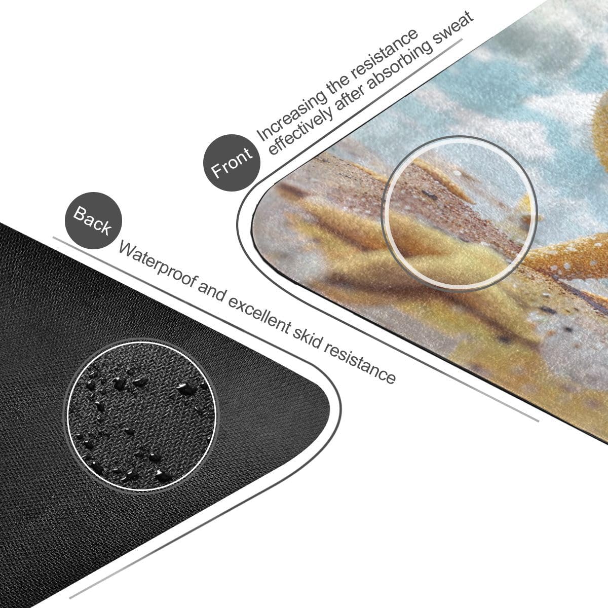 ALAZA Stand Starfish with Sunglasses Beach Yoga Mat Non Slip Fitness Exercise Mat, Workout Mat for Yoga, Pilates and Floor Exercises