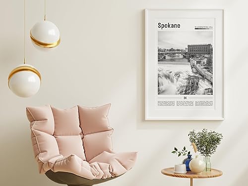 Miniatura 3 de Póster de Spokane en blanco y negro, estampado de Spokane en blanco y negro, arte de pared de Spokane, póster de viaje