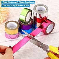Vista 4 de PATIKIL Cinta adhesiva metálica Washi de 0.591 in x 16.4 ft, 4 unidades de papel de arte para espejo, autoadhesivas, para bricolaje, manualidades