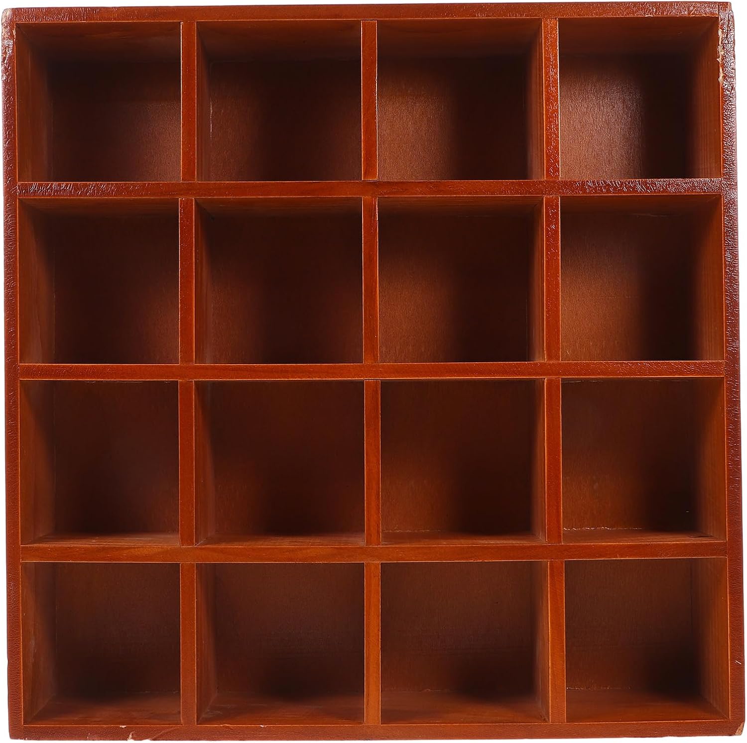 DOITOOL Wooden Cubby Display Shelf 16-Compartment Wall Mounted Storage Box for Home Decor Collectibles Cosmetics 15.74X15.74X2.95 Inch