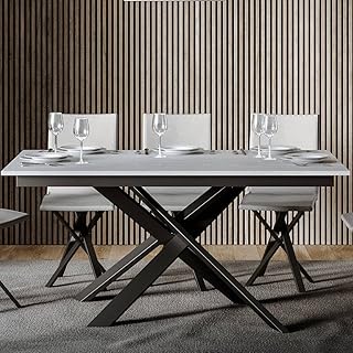 Itamoby, Tavolo Ganty Allungabile Bianco Frassino Bordo in Tinta 90x160 allungato 220