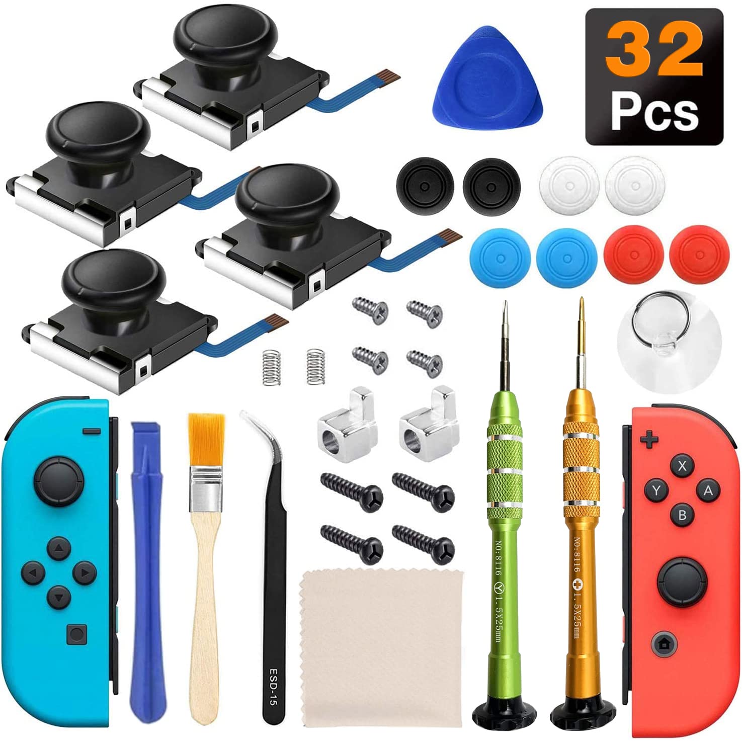 VGBUS Joycon Joystick Replacement 4 Pack,Joycon Repair Kit