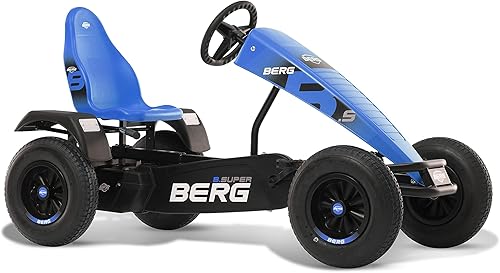 BERG Pedal Kart con marco XL B. Super Blue Vehículo infantil, auto de pedales con asiento ajustable, con rueda libre, juguetes para niños a partir