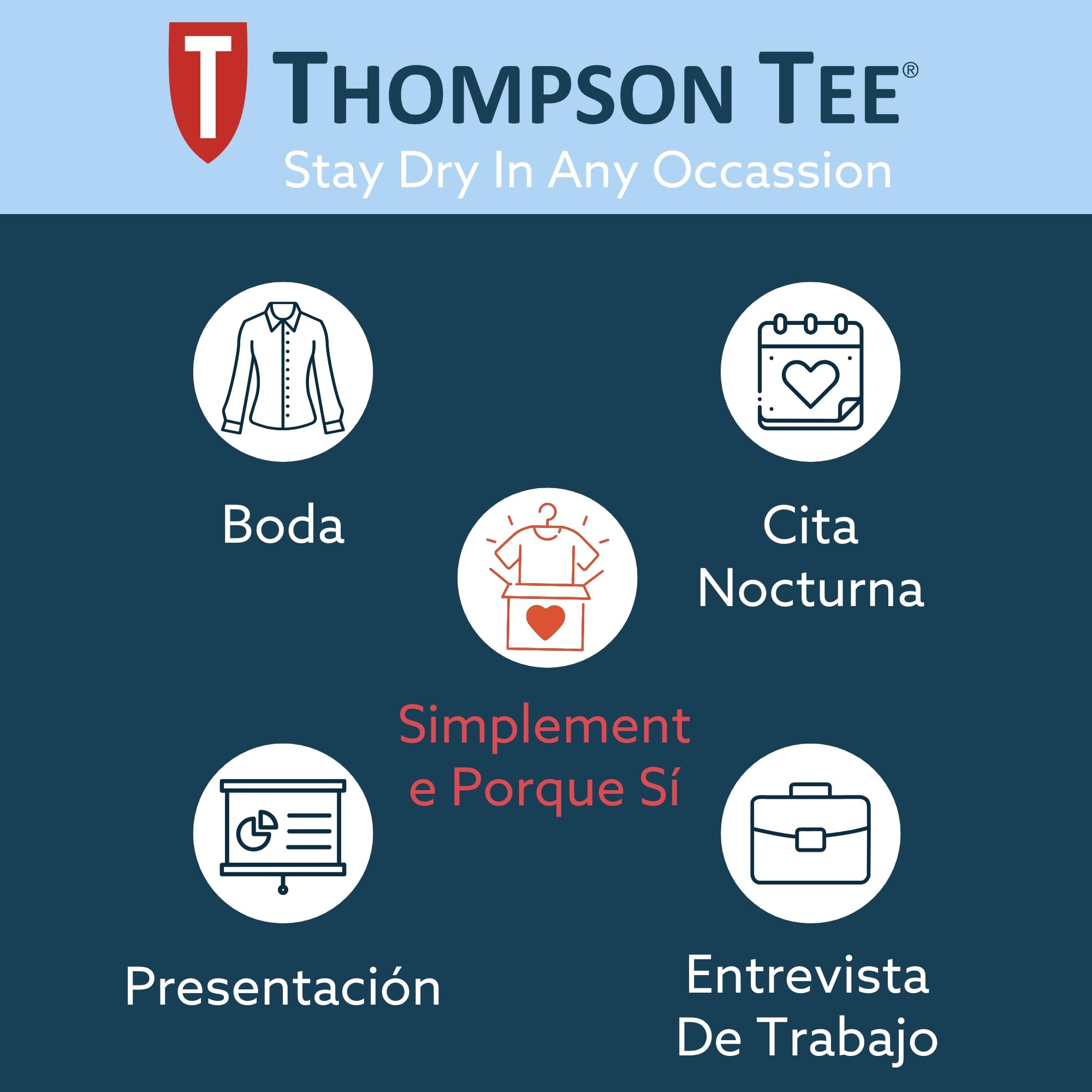 Thompson tee - Camiseta Interior antisudor para Mujer - con Refuerzo Antimicrobiano en Las Axilas - Corte Regular - Cuello Ovalado