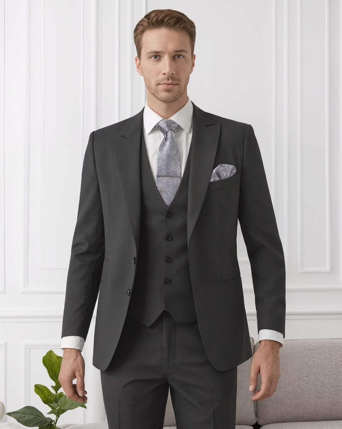 Suits for Men Slim Fit 3 Piece Men's Suits Elegant Mens Tuxedo Suit Set Formal Blazer Vest Pants Single Breasted