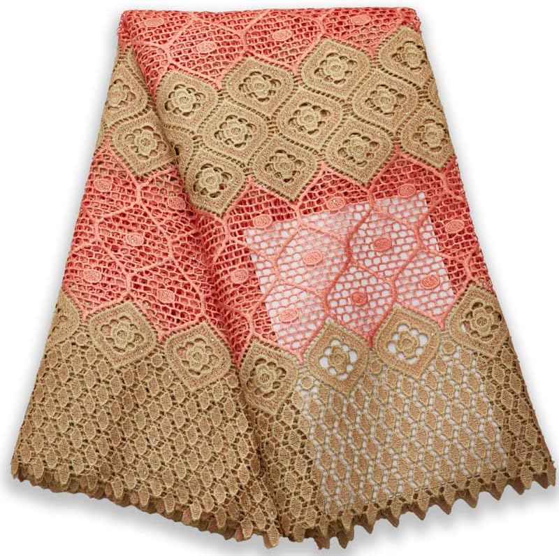 African Lace Fabric Water Soluble Guipure Fabric 5 Yards Nigerian Lace Cord Fabric for Daily Clothes Sewing （27432）