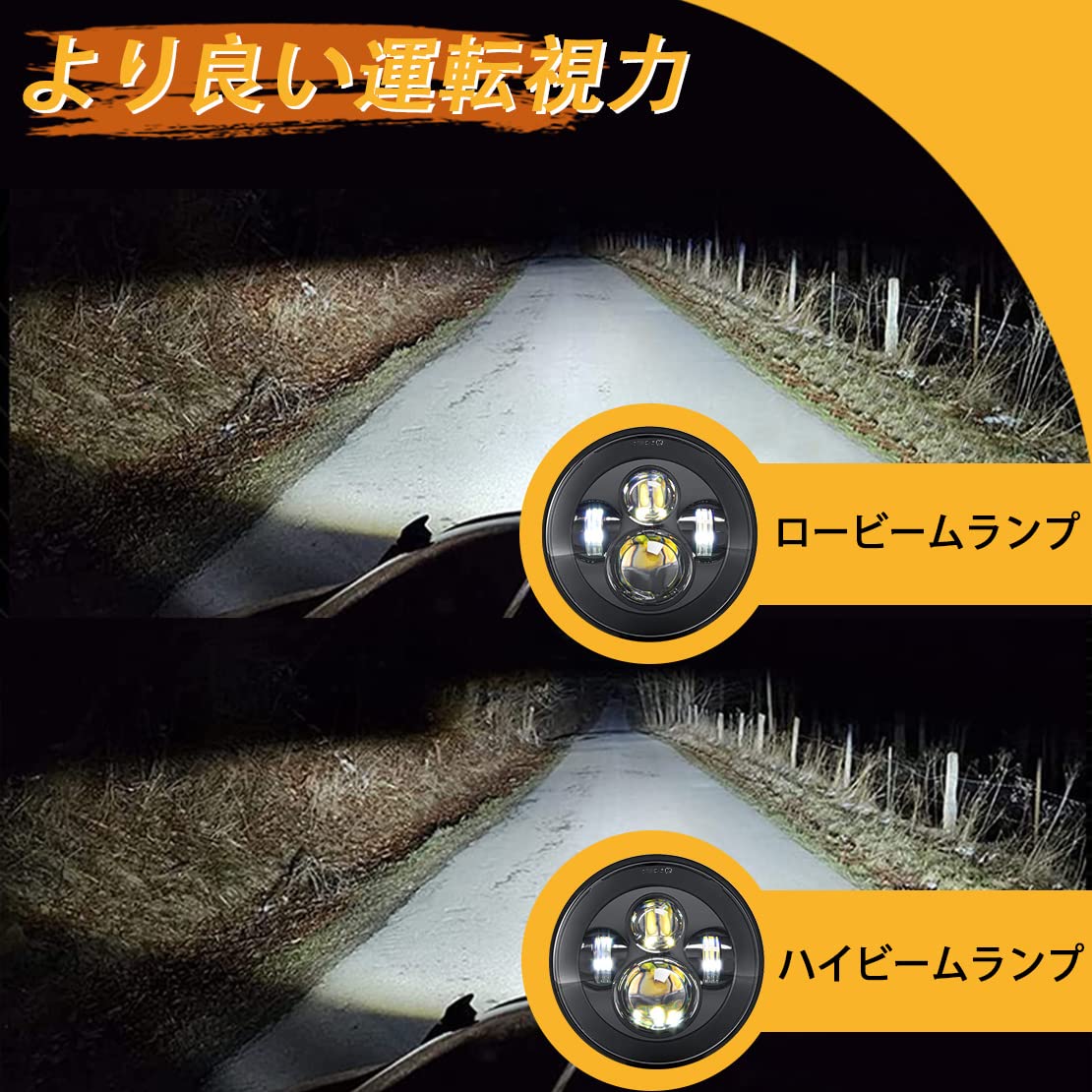 Amazon | SKTYANTS オートバイ 7インチ LEDヘッドライト、取り付け