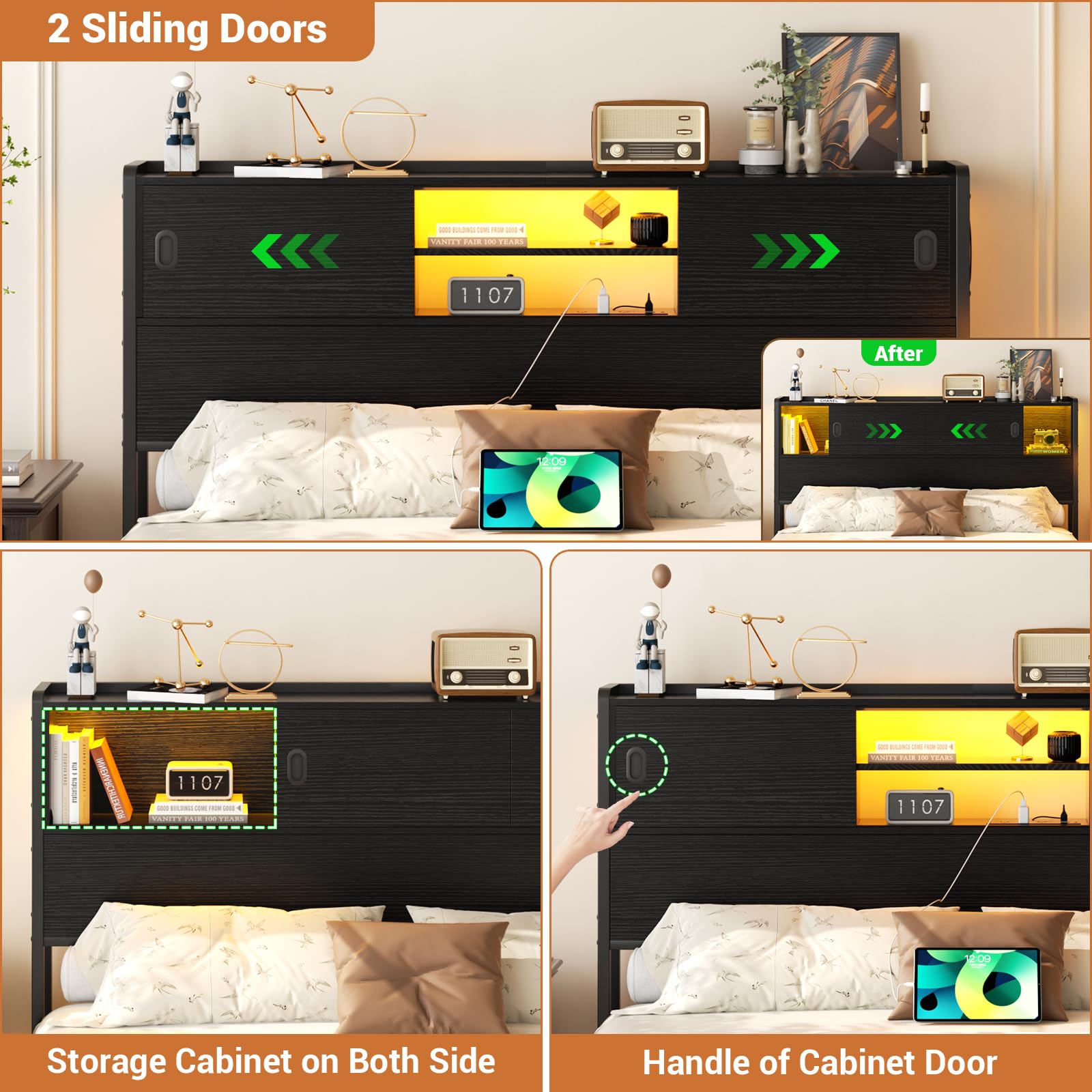 Amazon.co.jp: Homieasy ヘッドボード クイーンサイズベッド用 収納