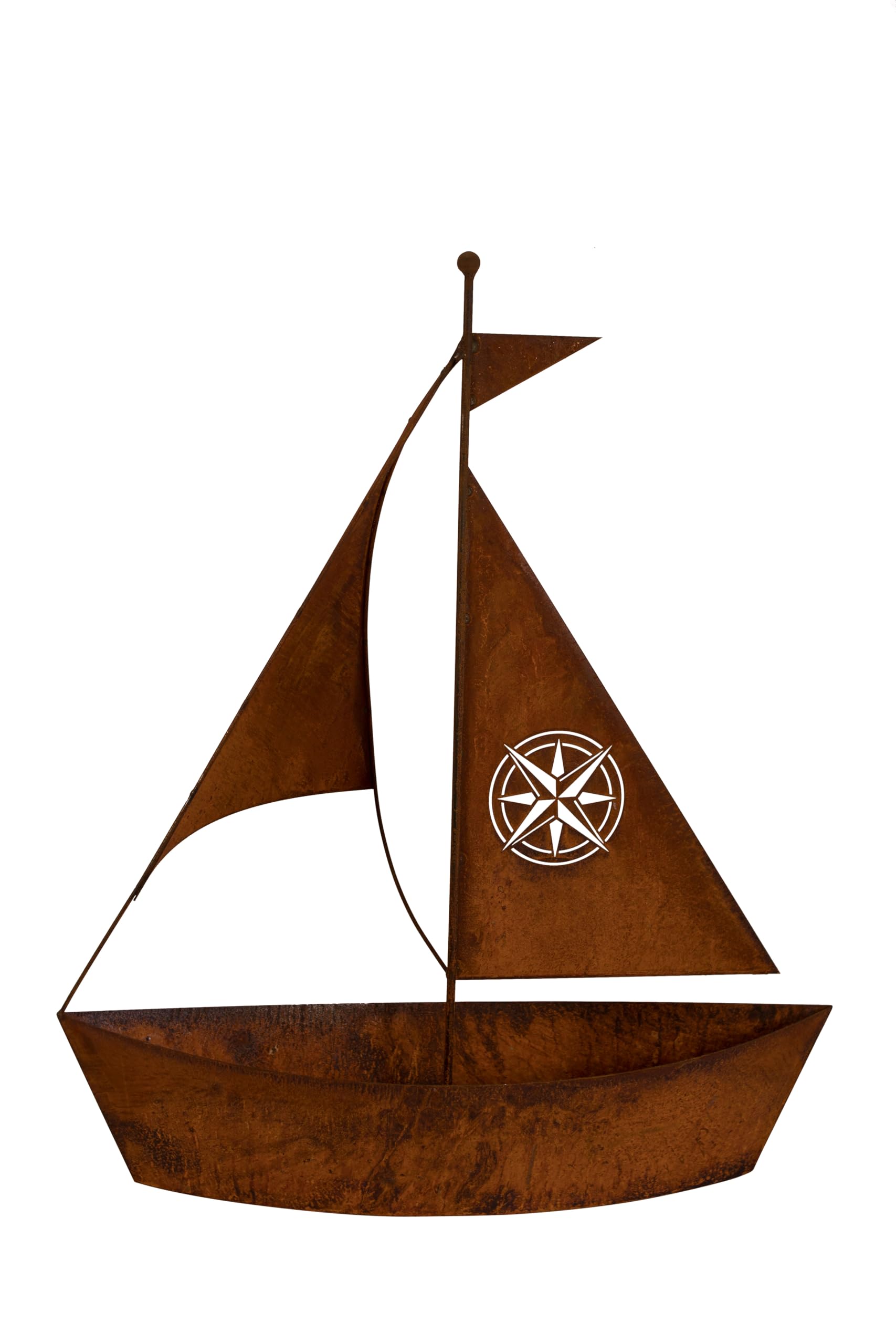 Bornhöft Edelrost Schiff zum bepflanzen Gartendeko 46cm x 40cm rostige Garten Deko Teich Angler Maritime Dekoration (65cm)