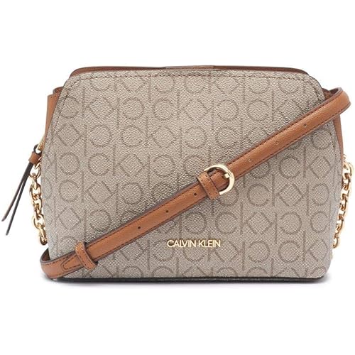 Calvin Klein Women's Hailey Signature Triple Compartment Chain Crossbody