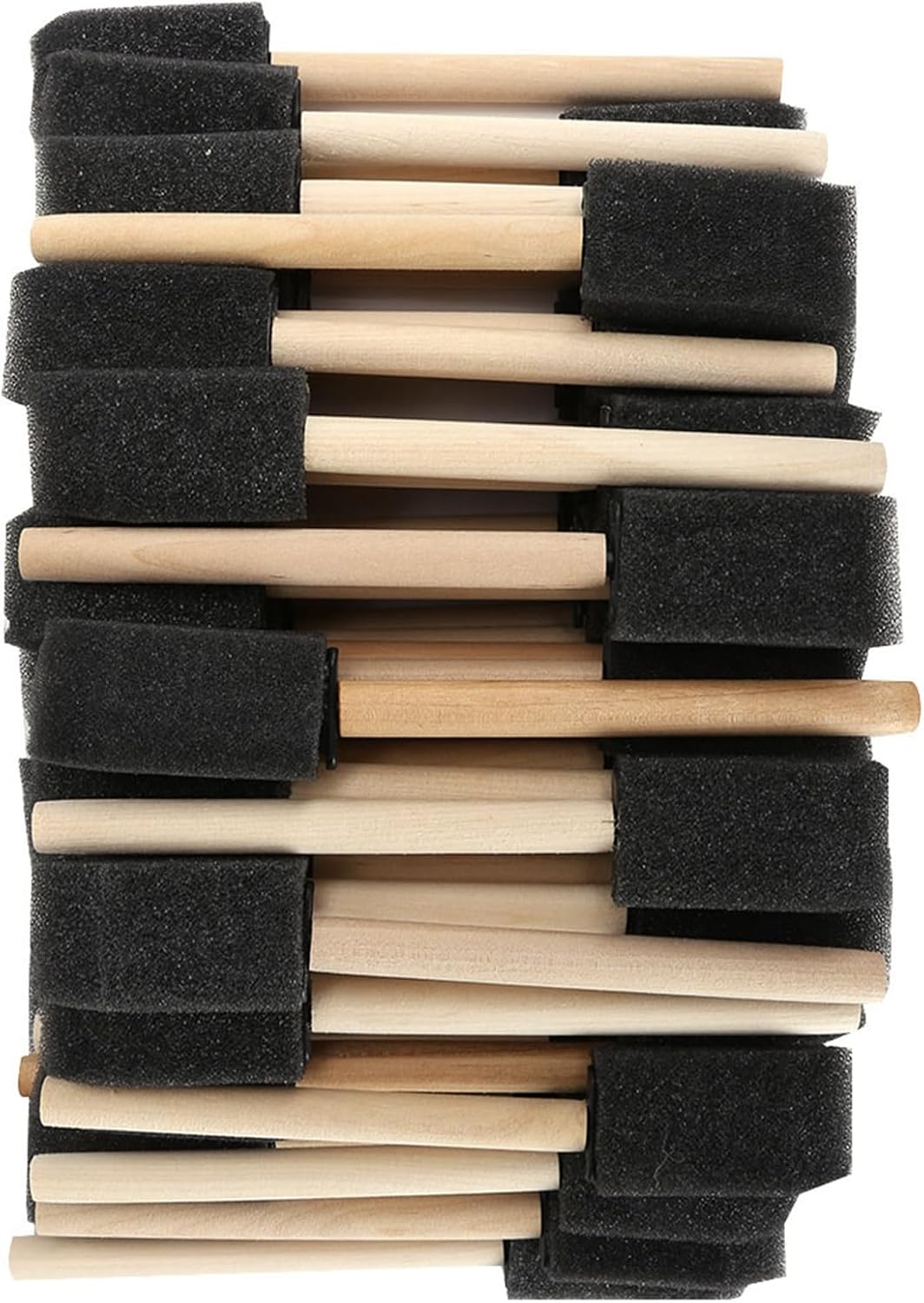 VINGVO 50Pcs Foam Brush, Wood Handle Sponge Paint Brush, Art Class Painting Tools with Beveled Sponge Tip, Ideal for Watercolor & Acrylic Paint DIY Projects