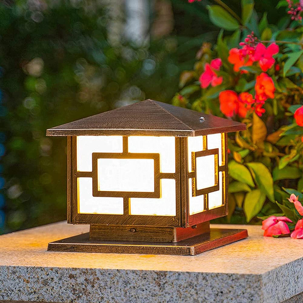 European Square PillarLamp, wasserdichte E27-Säulenleuchten, Aluminium-Säulenmastlampe für den Außenbereich, Acryl-Lampenschirm, Villa-Rasen-Garten-Landschaftslampe