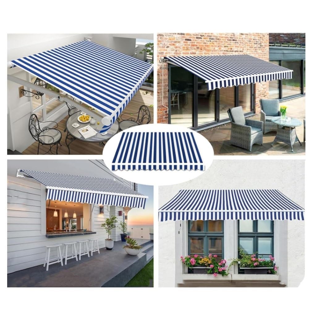 Copertura di ricambio per esterni, in poliestere, retrattile, colore blu e bianco, 3,5 x 2,5 m, perfetta per terrazze e giardini