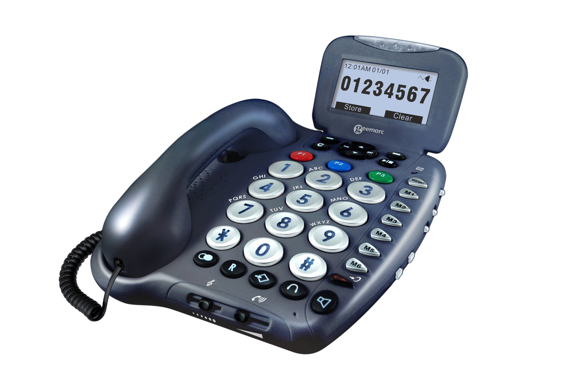 Geemarc CL455 Grosstastentelefon mit Sprachausgabe und Caller ID blau