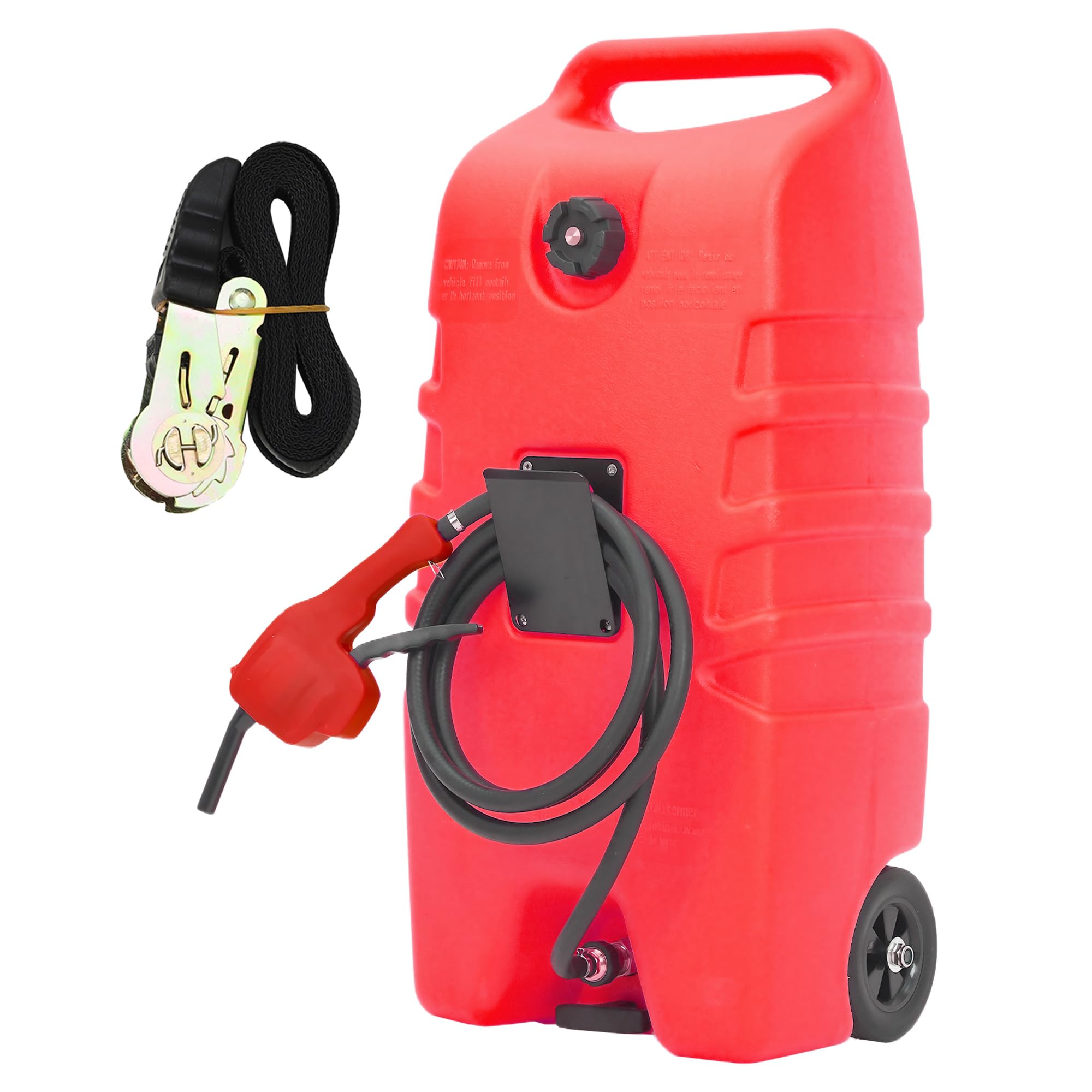 Cutehairy Red 53L Portable Fuel Caddy With Wheels – Petrol & Diesel Storage Can With Manual Transfer Pump & 3M Delivery Hose, Heavy Duty Fuel Container For Cars, Trucks, Atvs, Lawn Mowers & Boats –