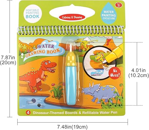 Miniatura 7 de Joyfia Libros de dibujo de agua, libros para colorear sin desorden para niños pequeños, tablero de pintura de garabatos de agua con bolígrafo,