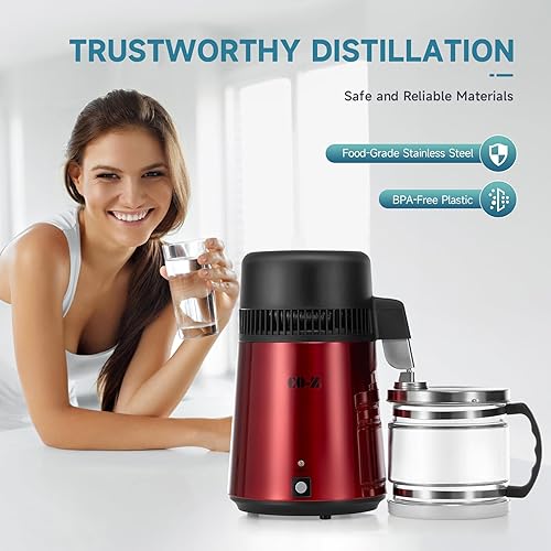 Miniatura 3 de CO-Z Destilador de agua destilación de acero inoxidable máquina de agua pura para mesa de encimera del hogar máquina de fabricación de agua