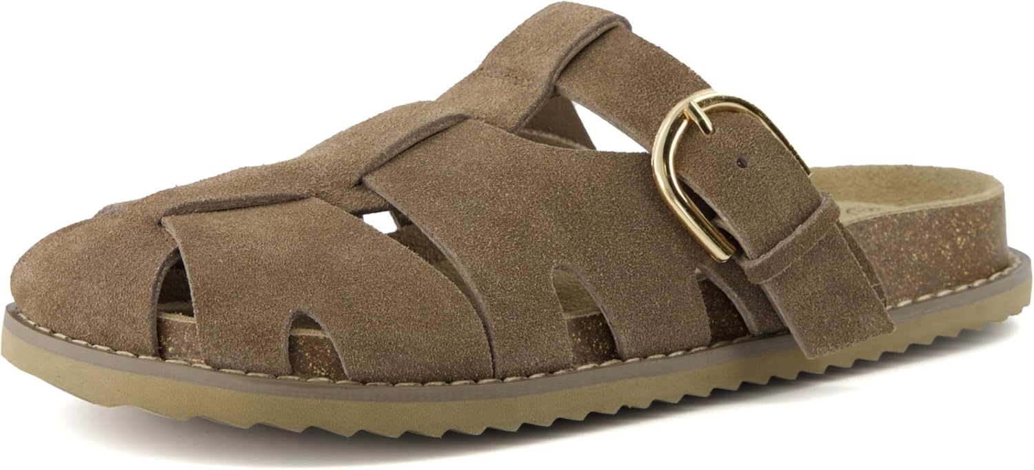 CUSHIONAIRE Benson Fisherman Sandals for Women – Suede Slip On Closed Toe Womens Clogs with Memory Foam Cork Footbed and Arch Support - Image 9