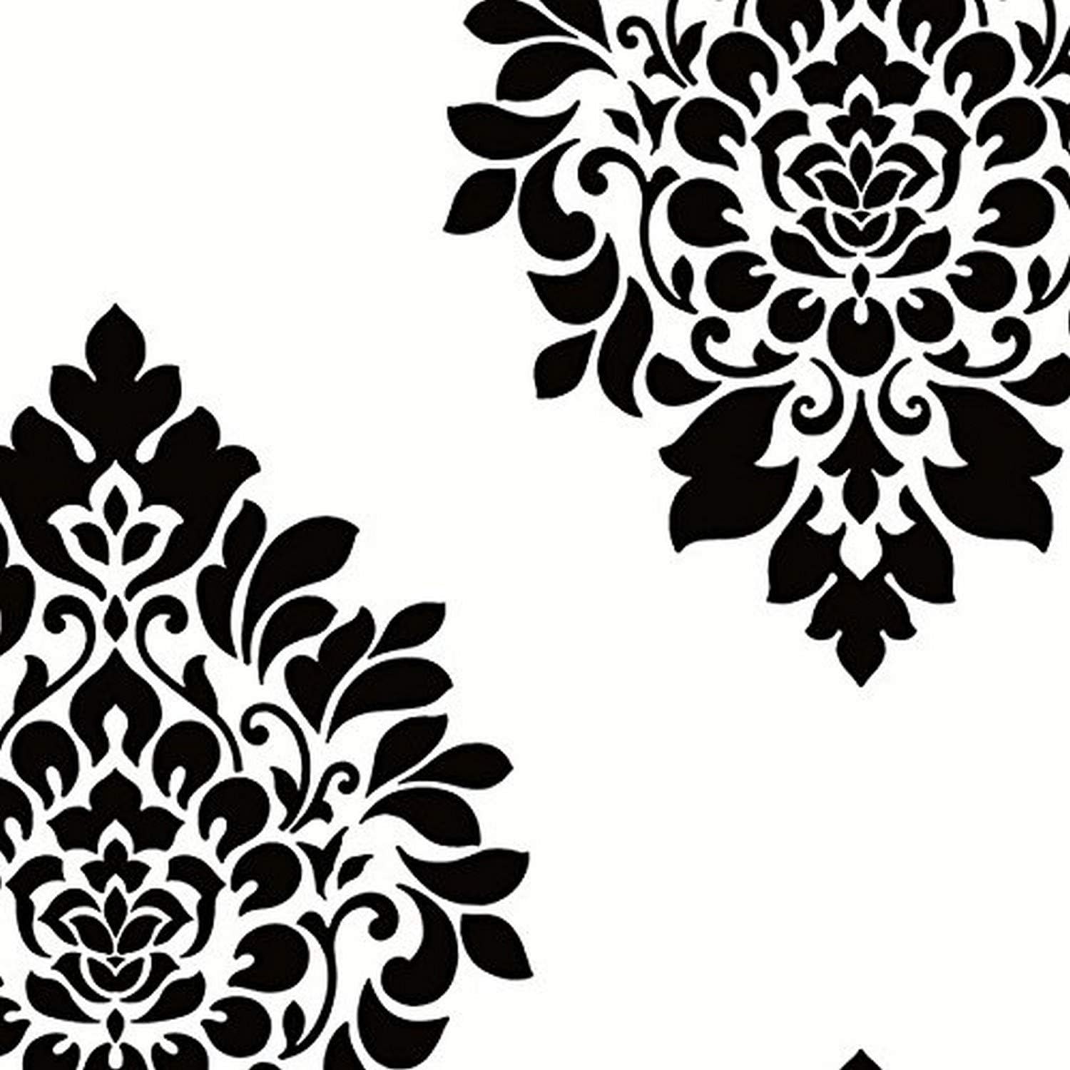 Manhattan comfort NWBW28736 Bradford Series Vinyl Damask Spot Design Large Wallpaper Roll, 20.5" W x 32.7' L, Black/White