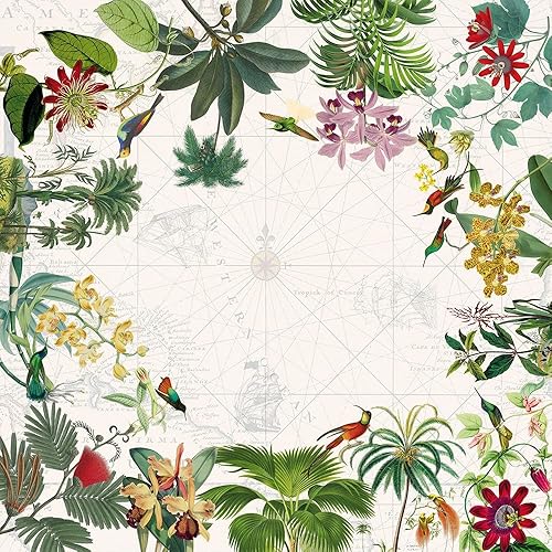 Miniatura 3 de Garnier -Thiebaut, Escales Paradis - Mantel de mezcla de algodón y lino prelavado con estampado francés, 61 x 102 pulgadas