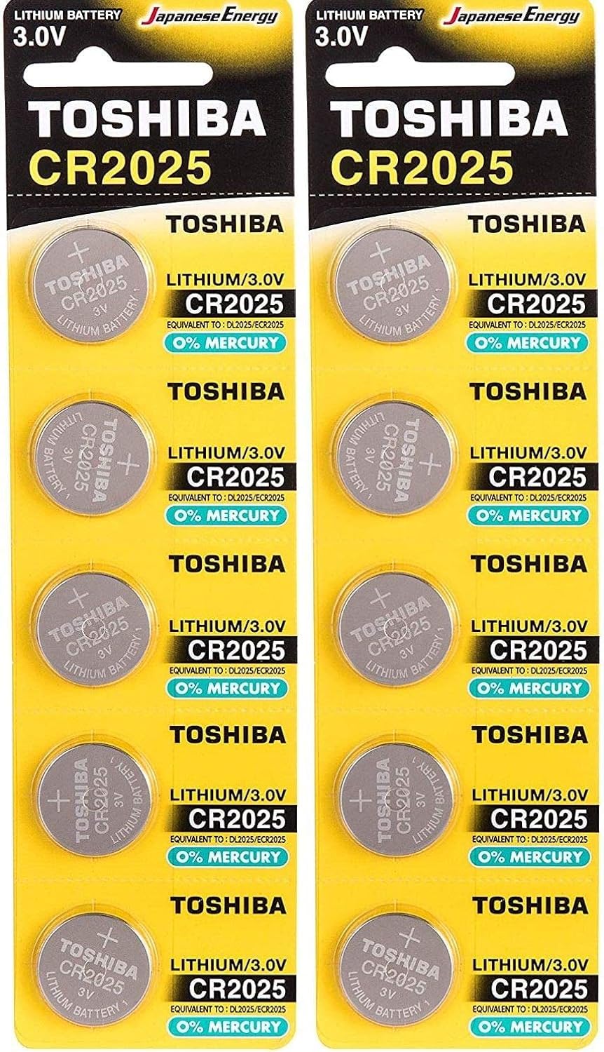 CR2025 3.0V Lithium Coin Cell Battery - Pack of 2 - Count 10