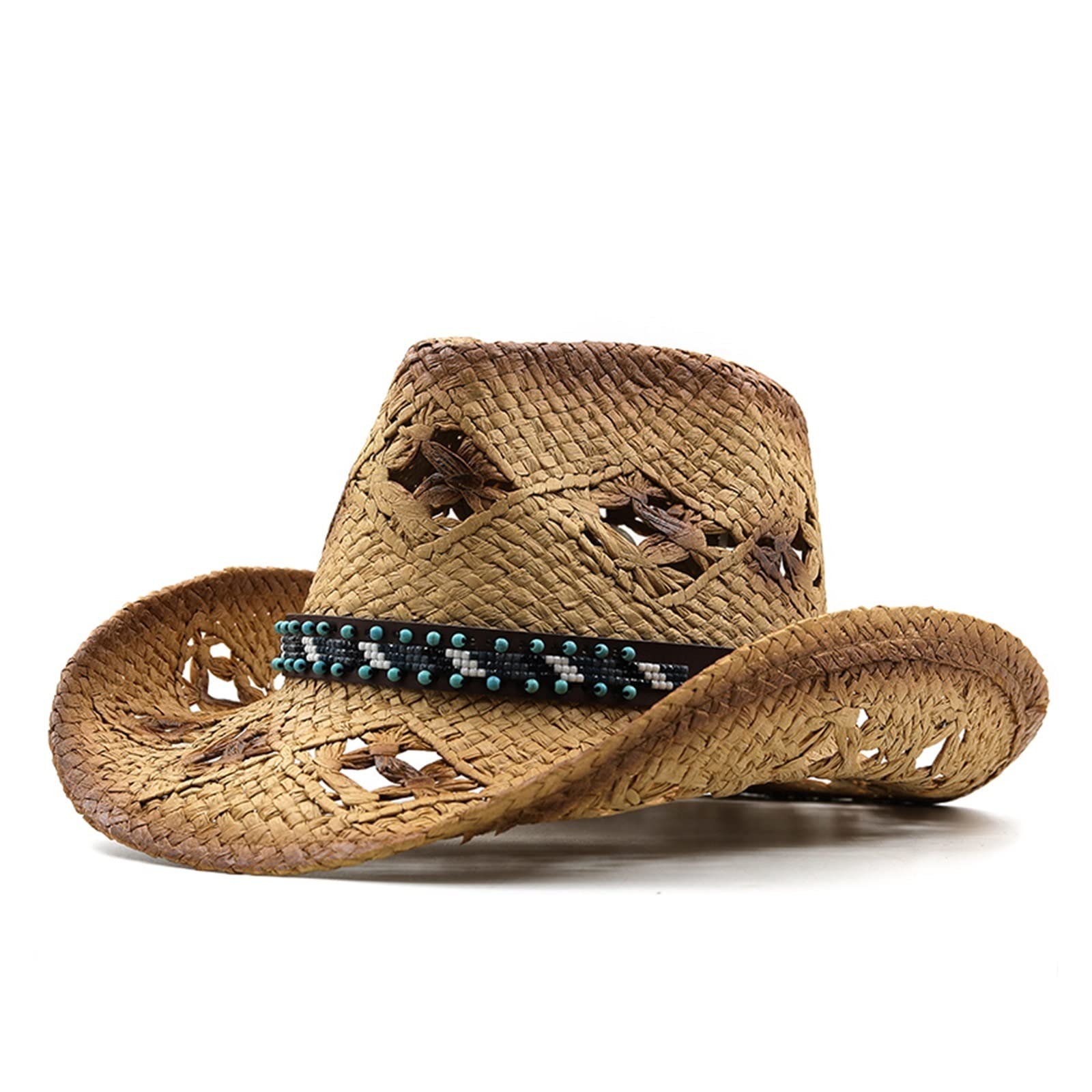 Schlichter handgemachter natürlicher Sonnenhut for Männer und Frauen, Sommerhüte, personalisierter Western-Mädchen-Cowboy-Strohhut, Strandhut
