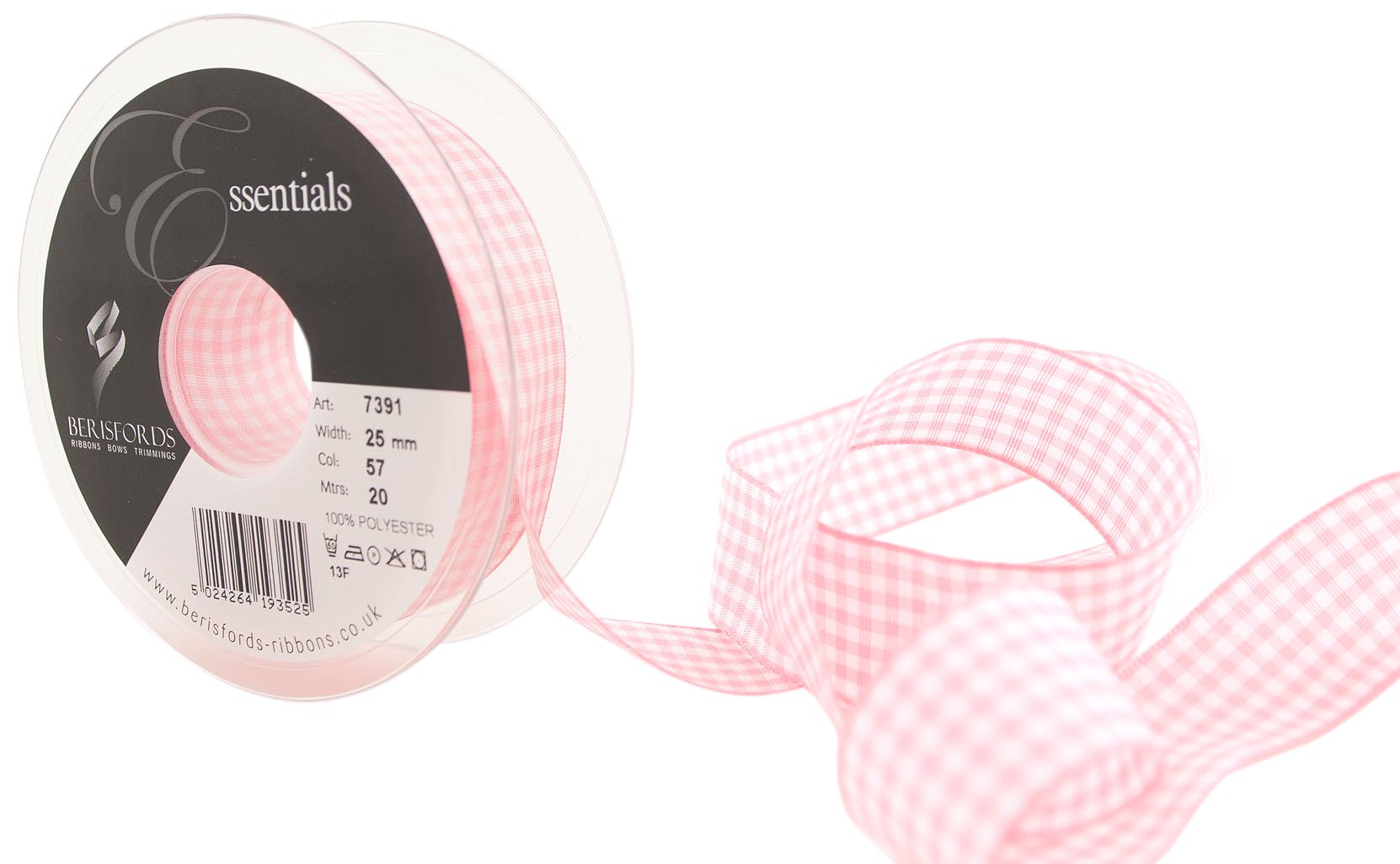 Berisfords 57 Rose Gingham Ribbon (Value Roll)