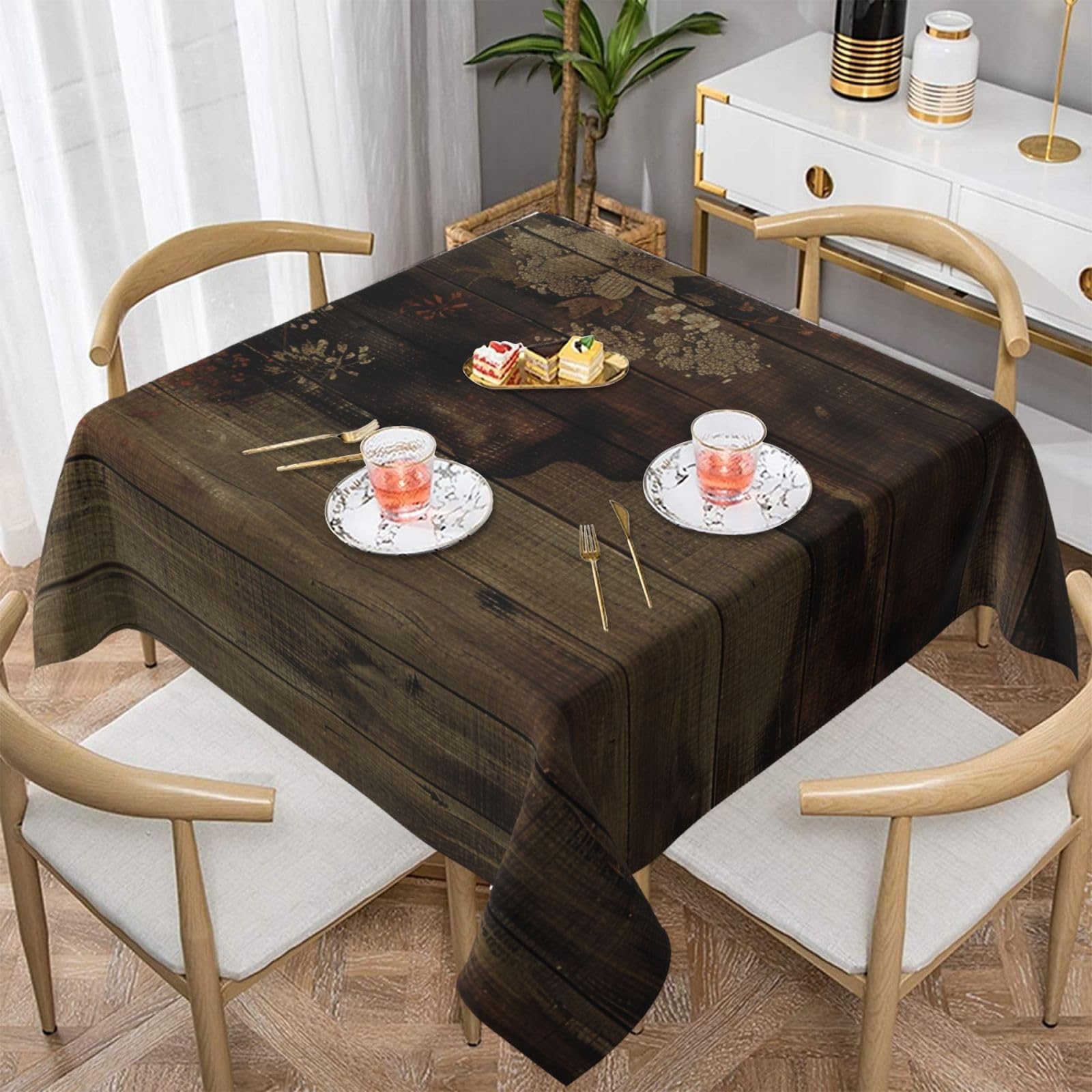 WPKJU Board Printed Square Tablecloth 60x60 inch Water Resistant Table Cover Washable Rectangle Table Cloth for Dining Tables