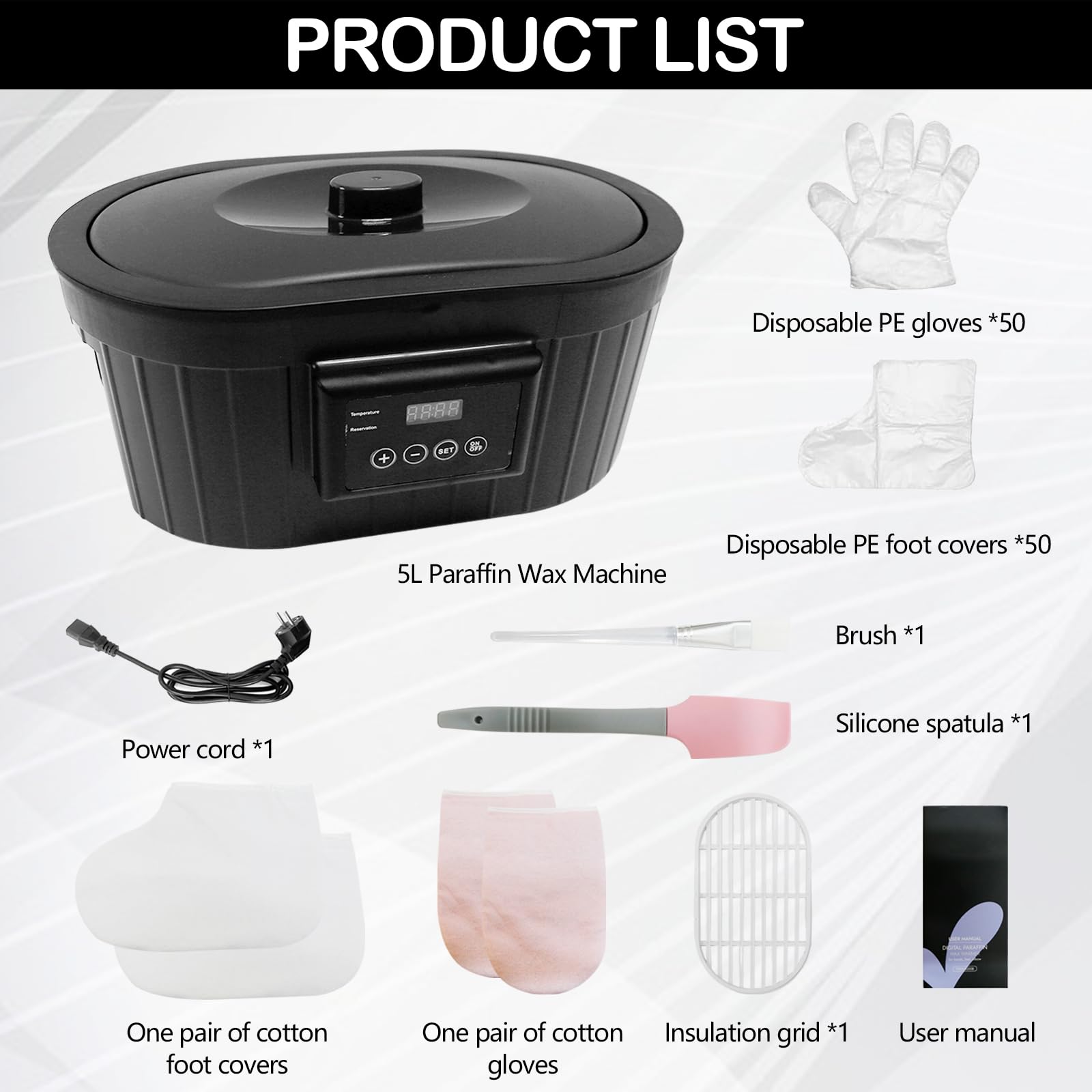 Bagno di Paraffina per Mani e Piedi, Dispositivo di Paraffina Kit Paraffina Bath 5000ml Scalda Paraffina Mani Piedi for Hands and Feet con Accessori