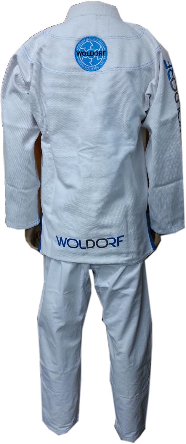 Brazilian Jiu Jitsu Kimono Pearl Weave Gi Competition Uniforms, White with Ripstop Pants Size 6 A4 Pre-Shrunk, Ultra Light Weight Uniforms