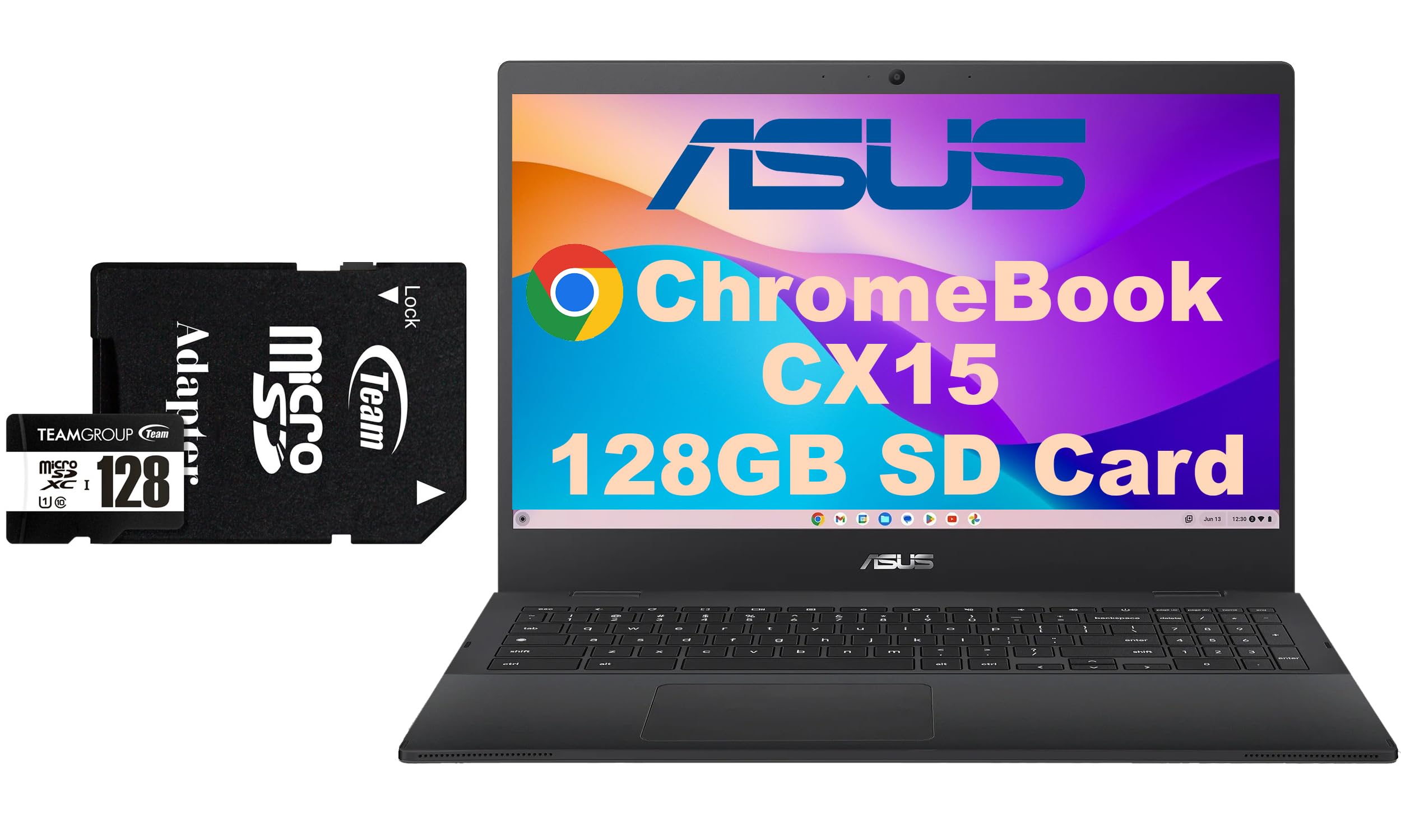 ASUS CX15 Everyday Value Chromebook 15.6" FHD Display (Intel Celeron N4500, Intel UHD Graphics, 8GB LPDDR4, 192GB Storage (64GB SSD + 128GB Micro SD Card), WiFi 6, Webcam, BT 5.2, Chrome OS) (Renewed)