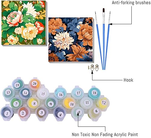 Miniatura 2 de tigdtiu Paquete de 2 pinturas por números para adultos principiantes, kits de pintura por números para adultos en marco de lienzo, pintura por