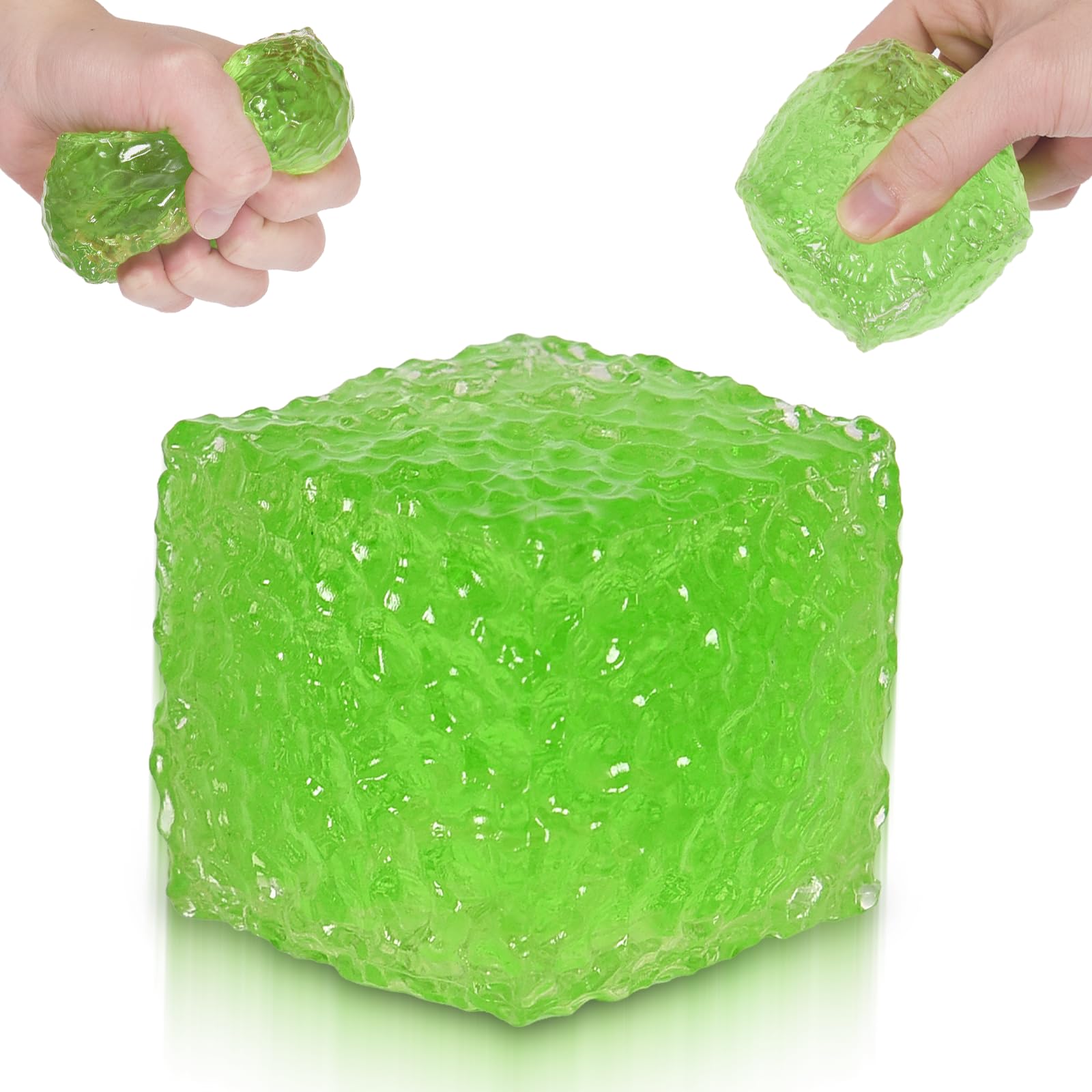 Ssqauvig Frosted Honeycomb Ice Cube Squishy Toy, 5cm Stress Relief Cube, Soft Sensory Fidget Toy for Anxiety and Focus for Kids Youth Adults, Portable Squishy Ball (Green)