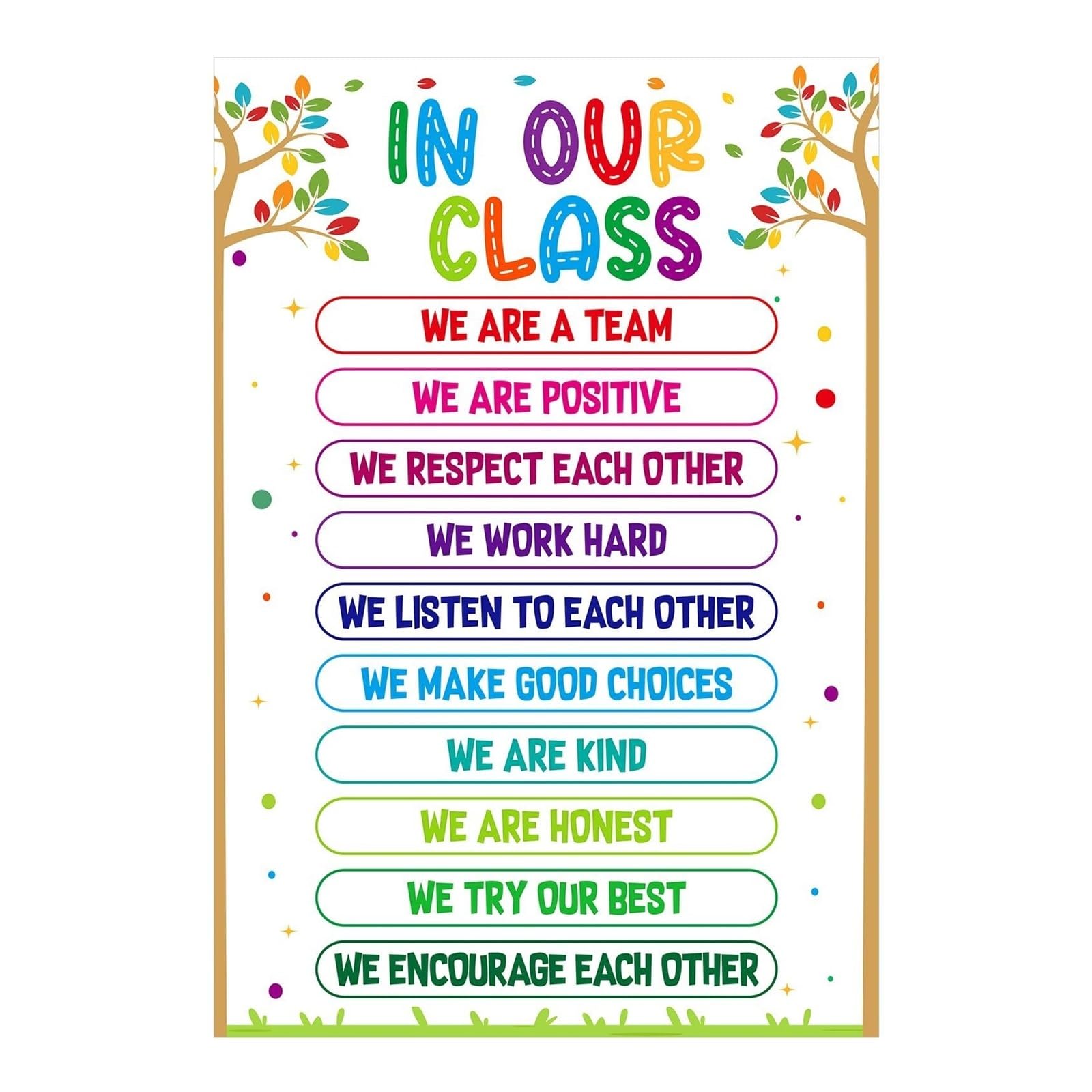 LLBOGRGGN Motivational Classroom Rules Posters Inspirational Decor for Teachers Preschool Kindergarten Elementary Back to School(Unframed,16x24inch(40x60cm))