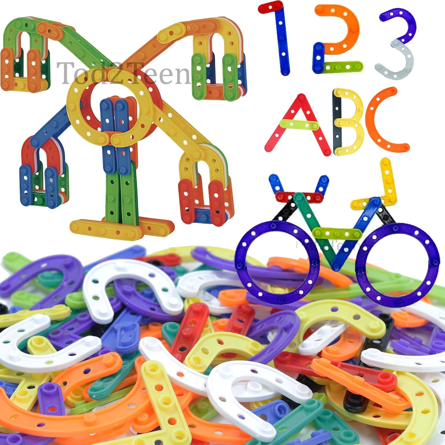 DIY Patchwork UC Smart Blocks For Kids | Pack Of 100+ Pcs Multicoloured Different Shaped Construction Blocks | Develop Creativity, Brain Development, Imagination, Motor Skills | Ages 3+ Years