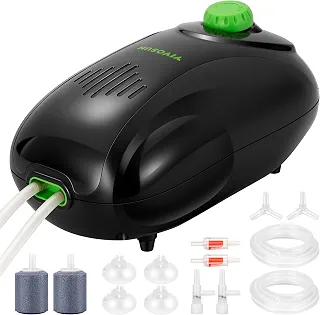 VIVOSUN Kit De Bomba Ar Para Aquário, Com Saída Dupla 160 Gph E Acessórios Completos, Aerador Ultrassilencioso Ajustável Aquários 20 A 300 Galões