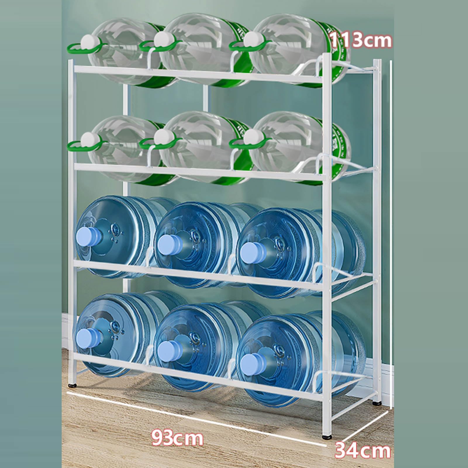 Estante resistente para botellas de agua de 5 galones, apilable para jarras de agua, soporte dispensador de doble fila de gran capacidad, soporte de almacenamiento para enfriadores y botellas