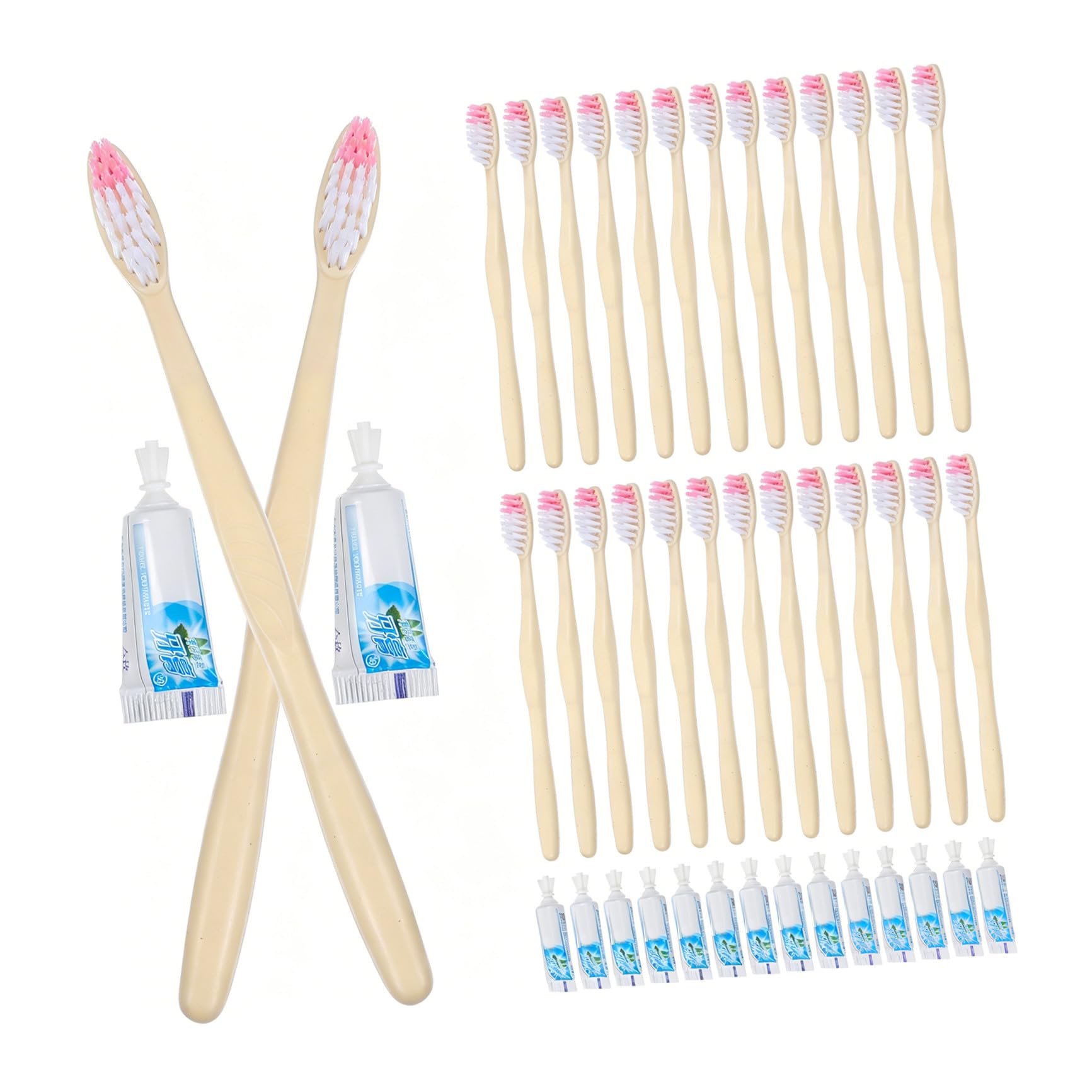 PLAFOPE Spazzolino da Viaggio Usa e Getta con Dentifricio Piccolo, 100 Pezzi Confezionati Singolarmente, Morbido per Gengive Sensibili, per Hotel e Viaggi Stili multipli