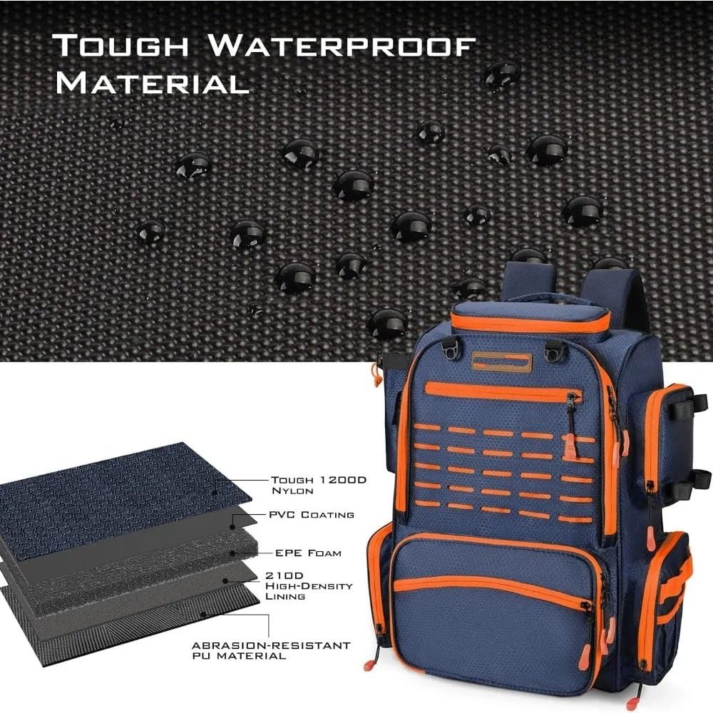 Surfboard Tasche Cover Angelrucksack mit Rutenhaltern, 4 Angelboxen, Regenschutz, 43 l, großer Stauraum für Angelausrüstung, Sporttasche, Taktische Tasche Surfboard Deck Bag